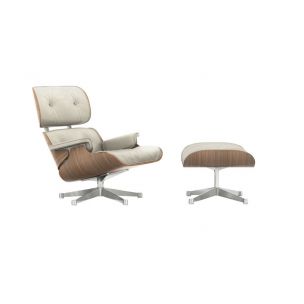 Poltrona Vitra Lounge Chair e Ottoman Noce pigmentato bianco 412 116 00