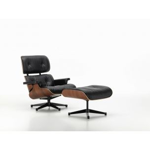 Poltrona Vitra Lounge Chair e Ottoman Noce pigmentato nero 412 125 00
